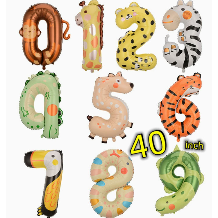 40 ইঞ্চি পশু সংখ্যা ফয়েল বেলুন