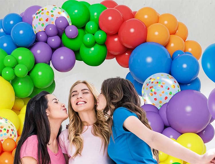 rainbow balloon arch